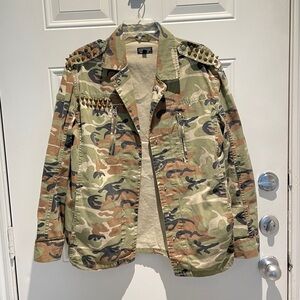 Topshop Camouflage Army Cargo Jacket Size 8 Large Medium Cotton Military Utility